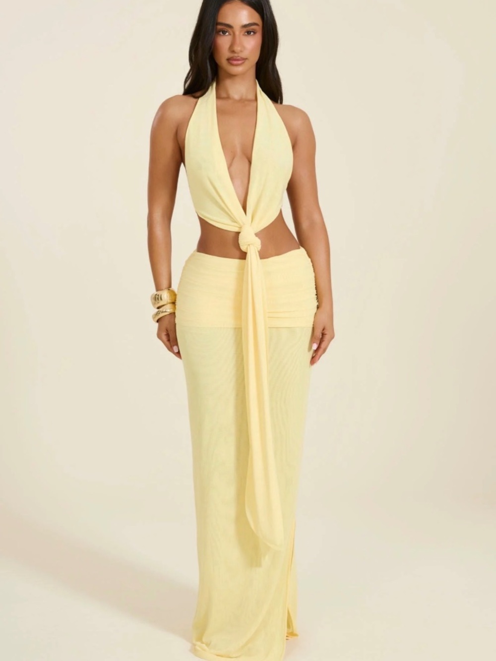 MARS THE LABEL THE KELLIE MAXI SKIRT IN YELLOW